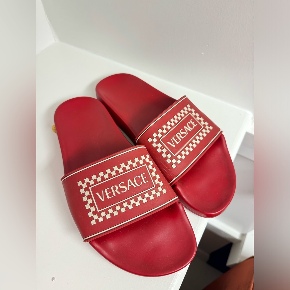 Red Versace Print Slides - image 6
